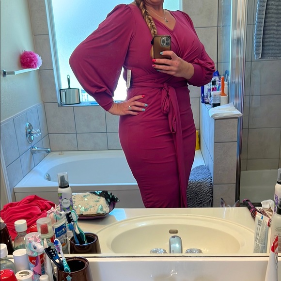 Eloquii Pink Long Sleeve Dress - Picture 4 of 4